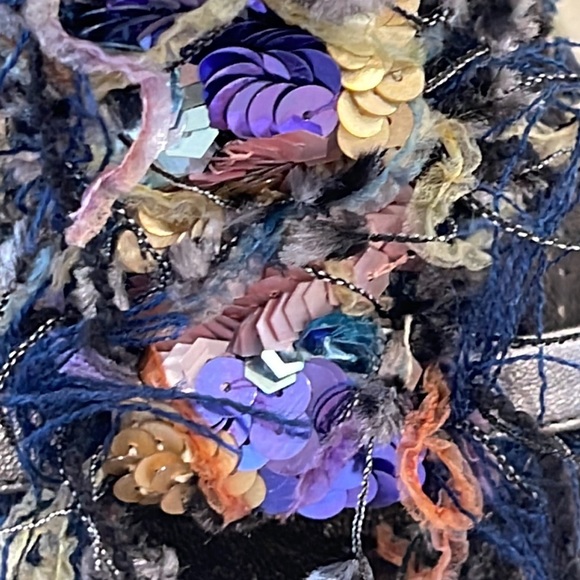 Chanel Rare Navy tweed and sequins Pewter leather Sandals Heels - Picture 11 of 16